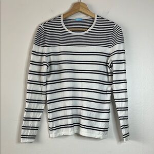 J. McLaughlin Cotton Blend Stripe Crew Neck Lightweight Sweater size medium‎